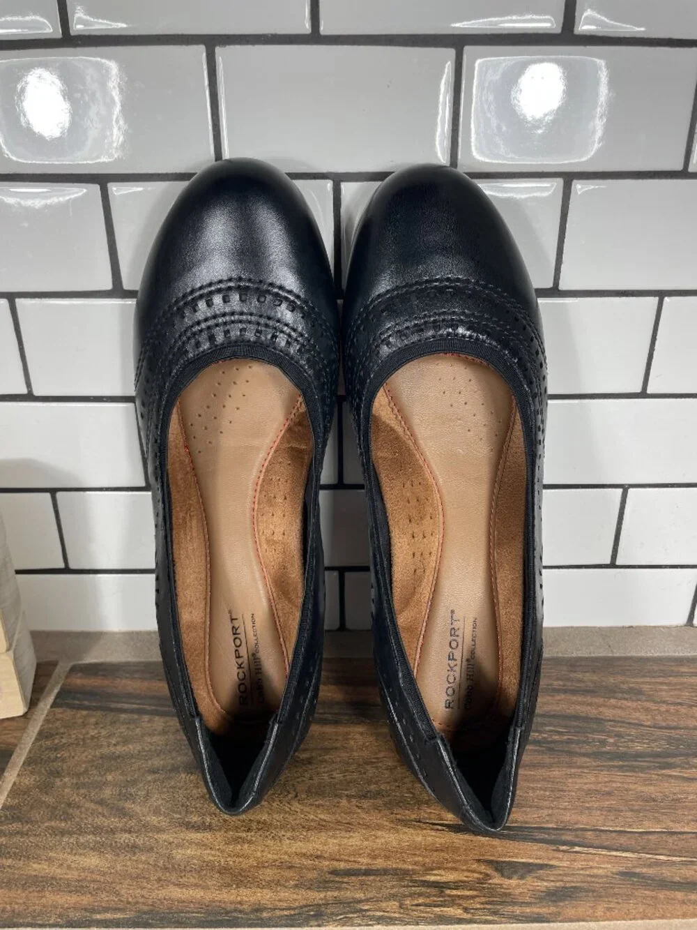 Rockport Cobb Hill Judson Perf Shoes Womens 8.5 Wide Black Leather Pumps Heels